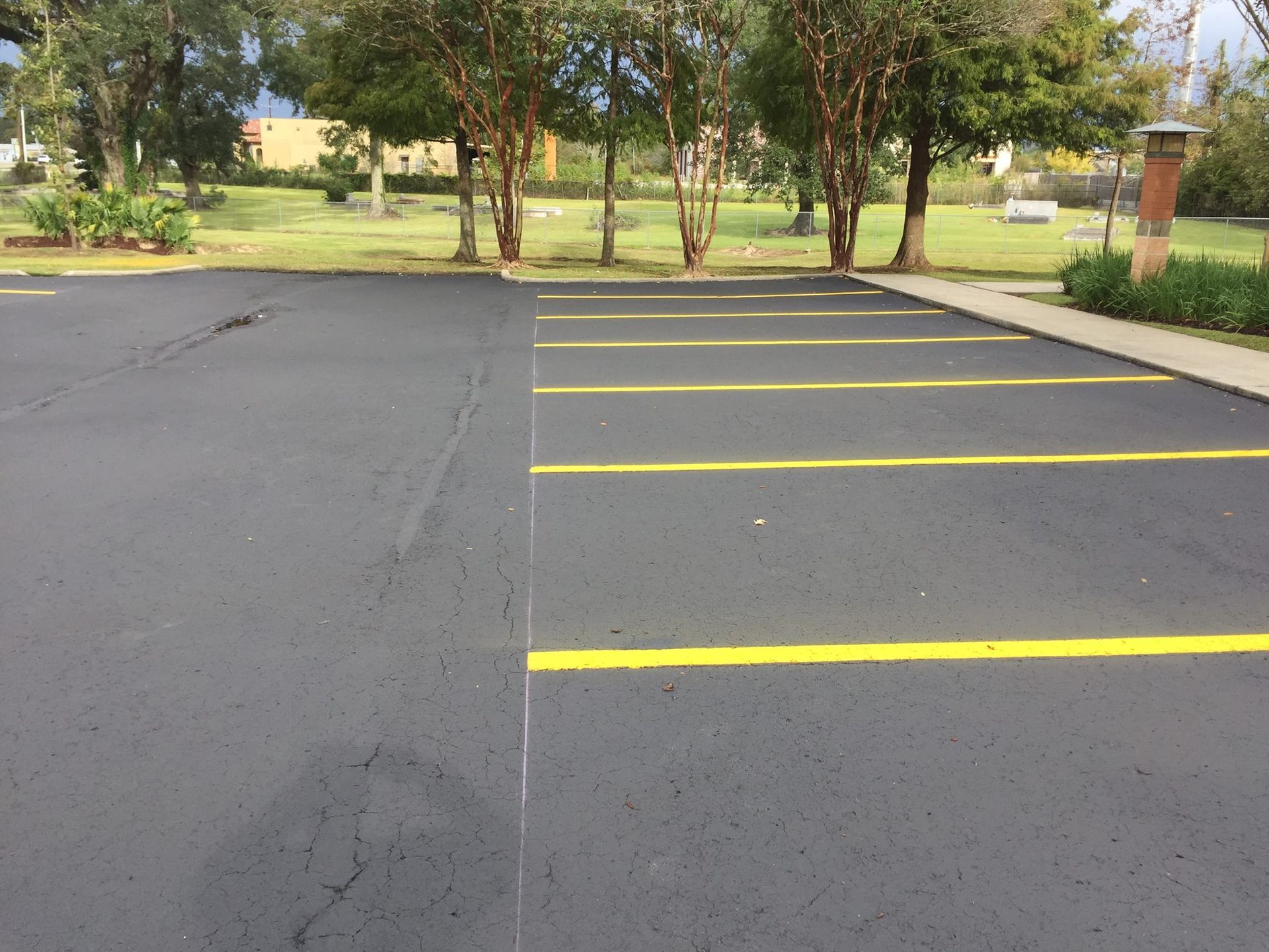 newly striped parking lot