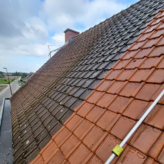 Grondige inspectie van dakwerken in Leuven, ter evaluatie van schade en onderhoudsbehoeften.