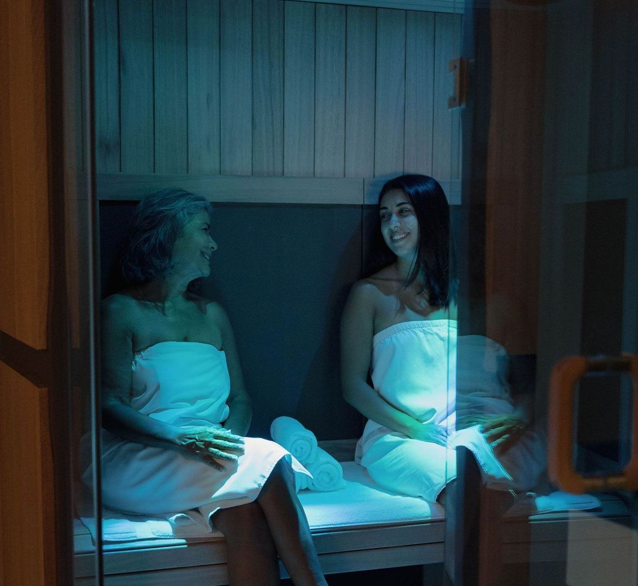 Two women in infrared sauna
