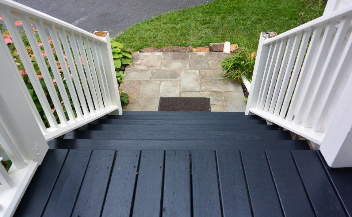 Deck Stairs with White Railing — Wilmington, DE — Ayala Painting