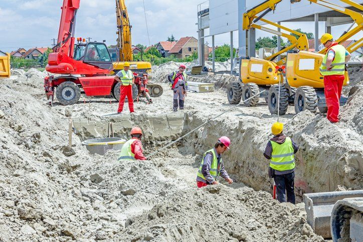 Assembly concrete drainage manhole on building site
