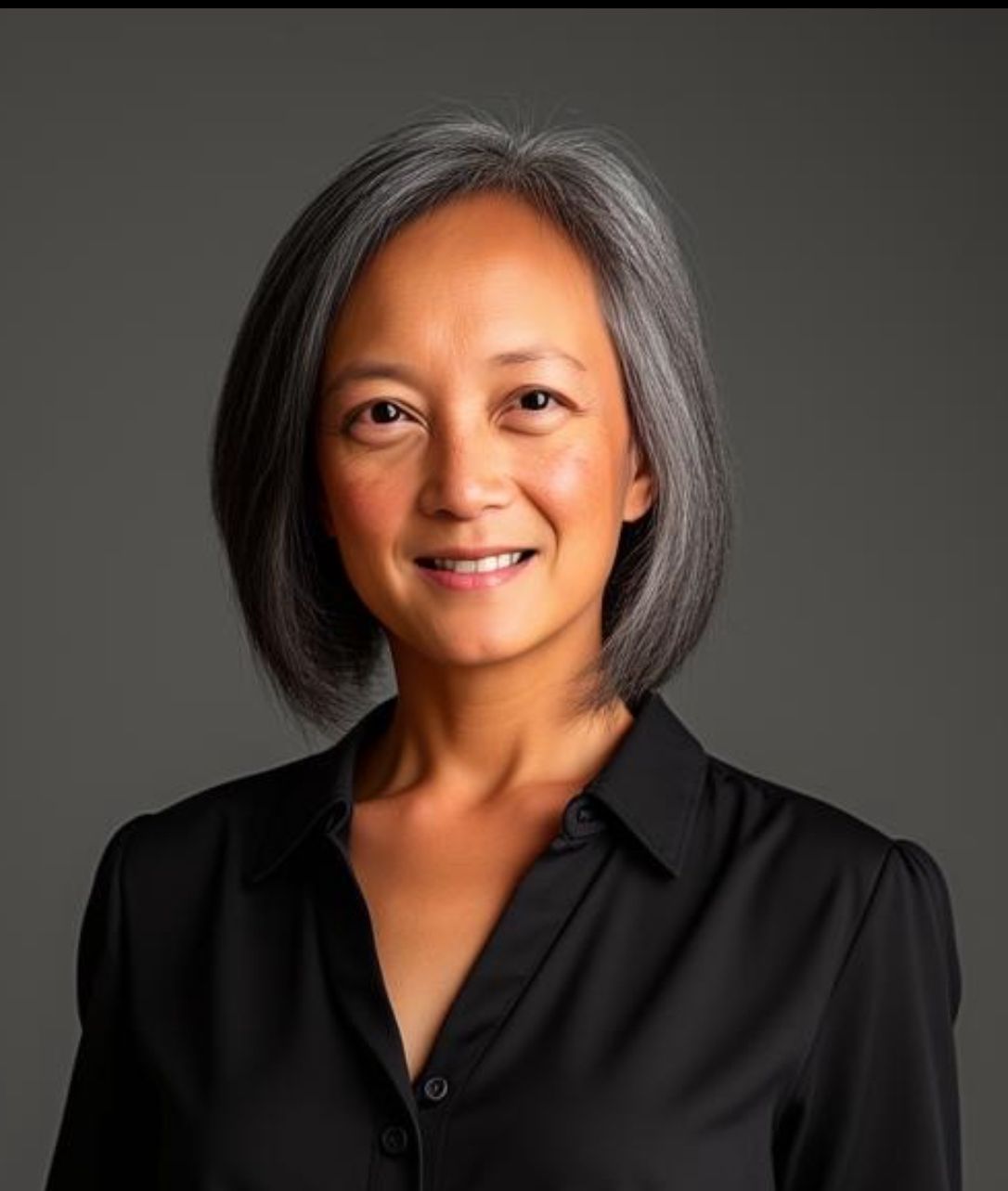 April Jones wearing black blouse