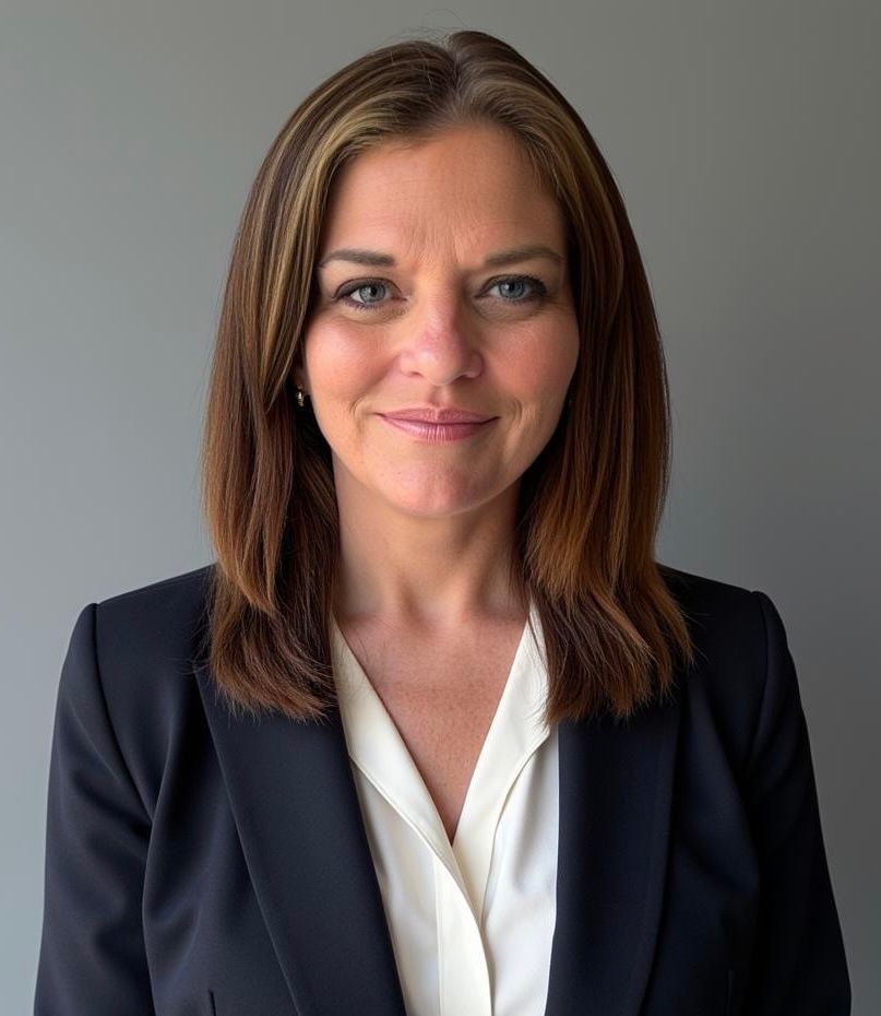 Brandi Iskander wearing blue formal attire