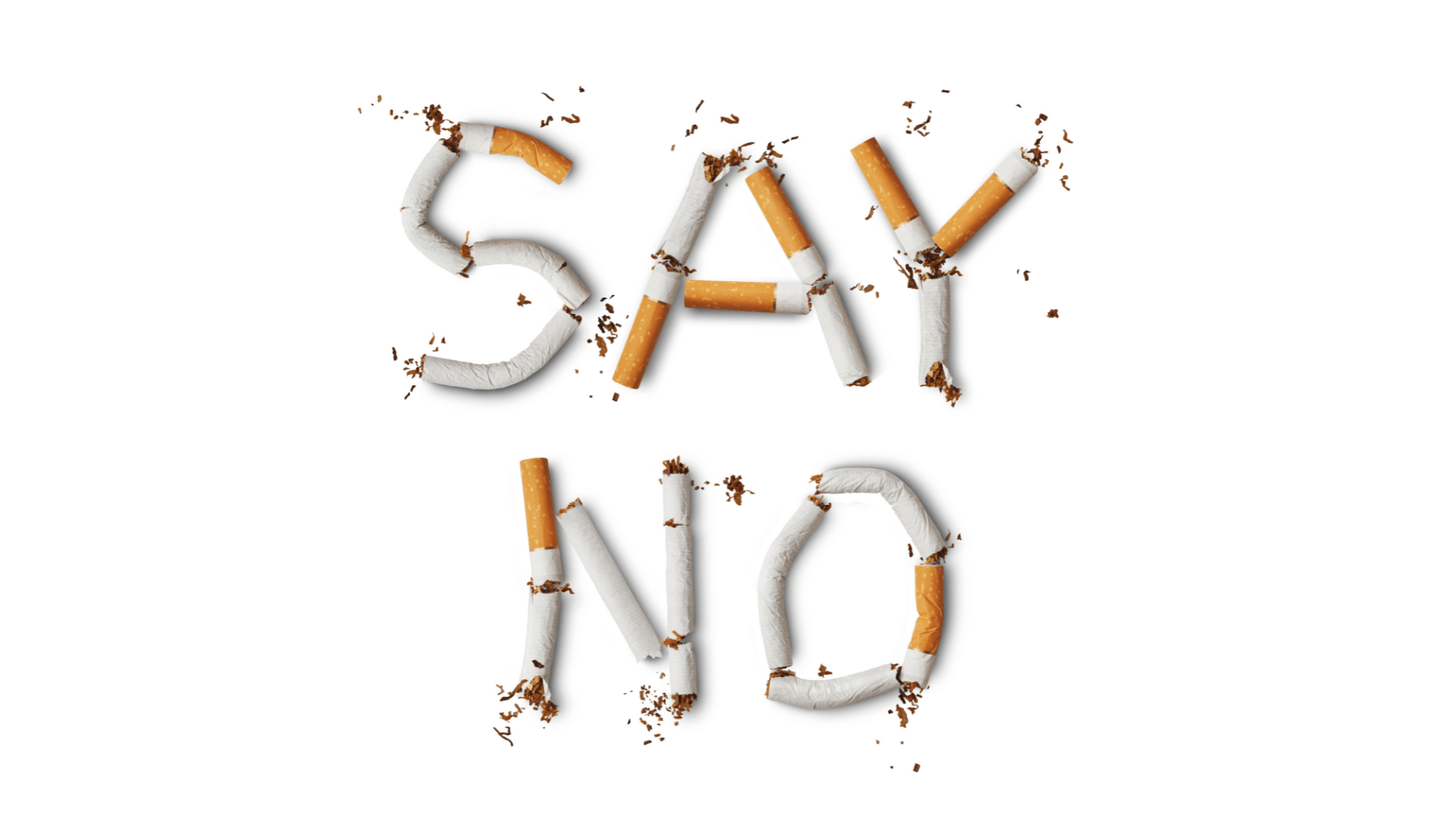 The word say no is made out of cigarettes on a white background