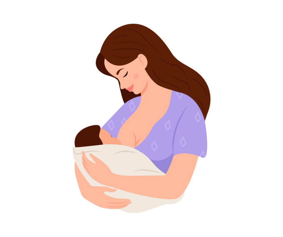 Mother cradling a baby wrapped in a blanket