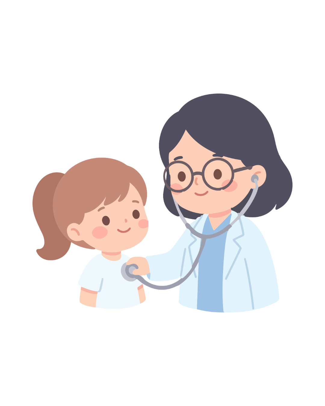 Doctor examining a smiling child with a stethoscope