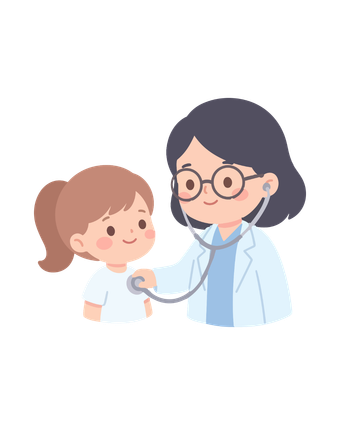 Doctor using a stethoscope to examine a smiling child