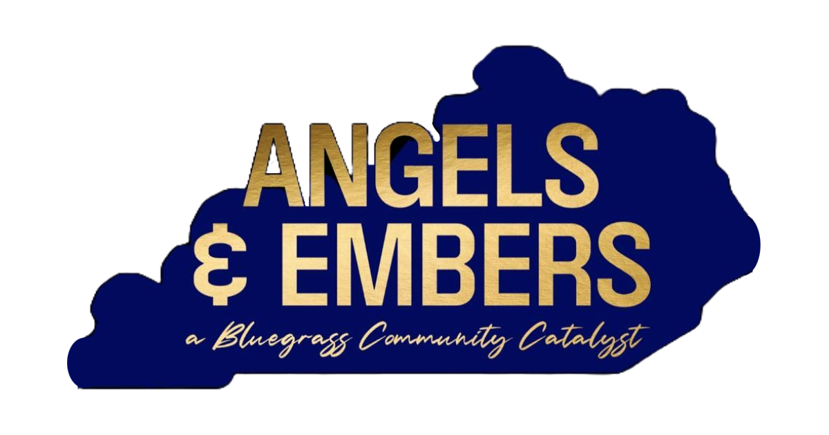 The logo for angels & embers a bluegrass community catalyst