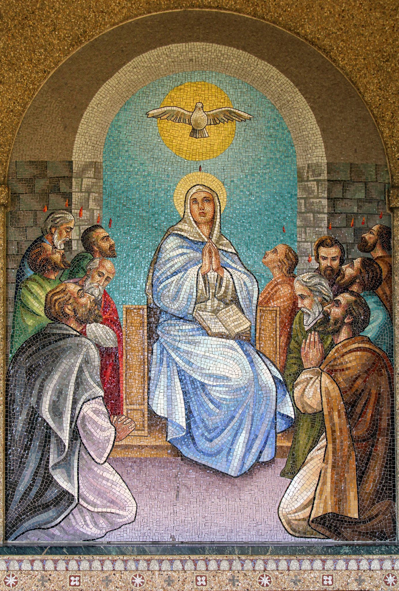 Our Lady of Pentecost mosaic at the Franciscan Monastry, New York. Picture by Lawrence OP on Flickr