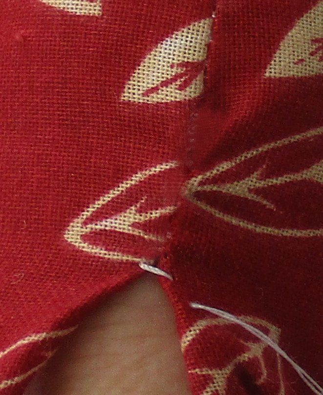 Closing fabric with ladder stitch