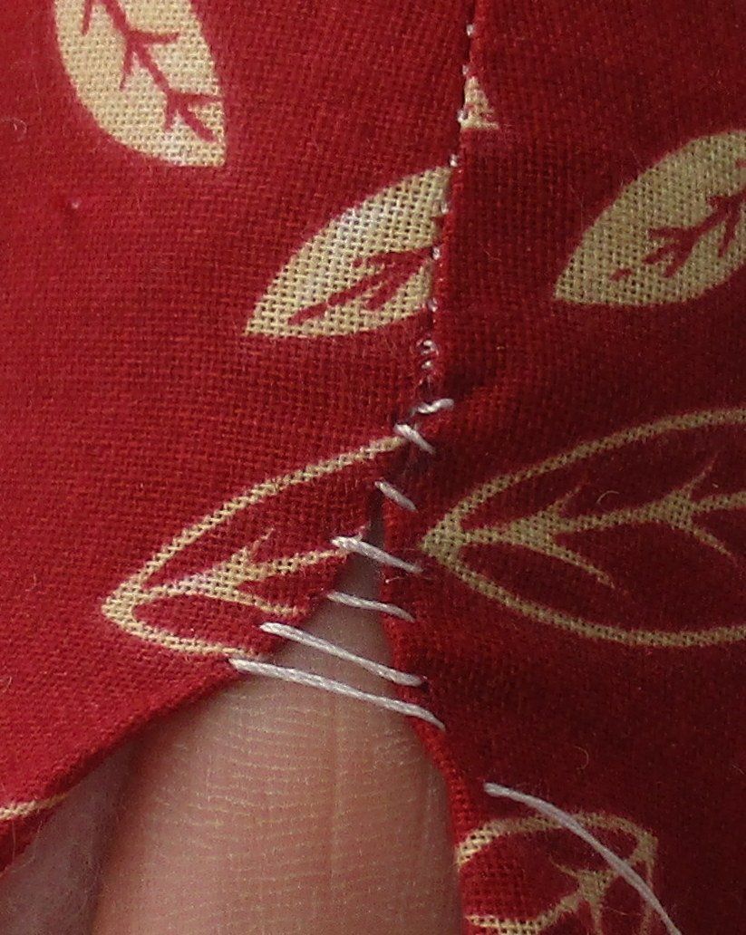 Working ladder stitch on fabric