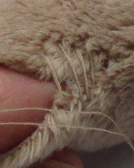 Working ladder stitch on fur