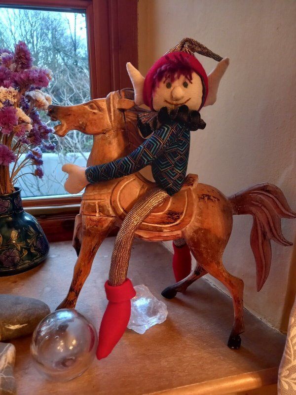 oak elf on horse by Lesley