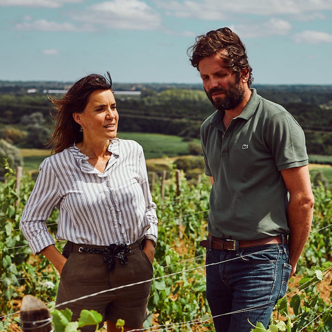 Pierre-Marie Luneau with his wife Marie Chartier in the vineyards