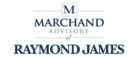 Logo for Marchand Advisory of Raymond James in dark blue text on a white background.