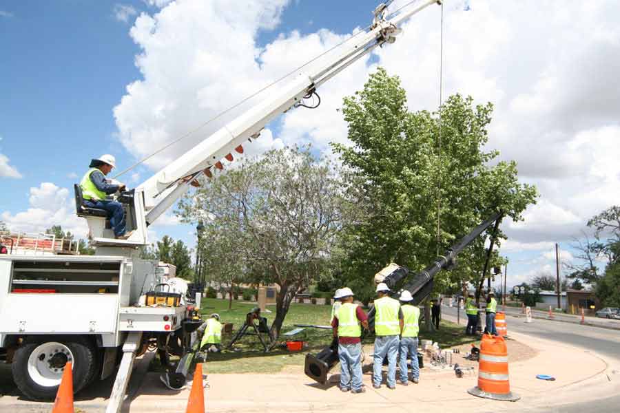 Installing Traffic Light Using Crane — Las Cruces, NM — RT Electric