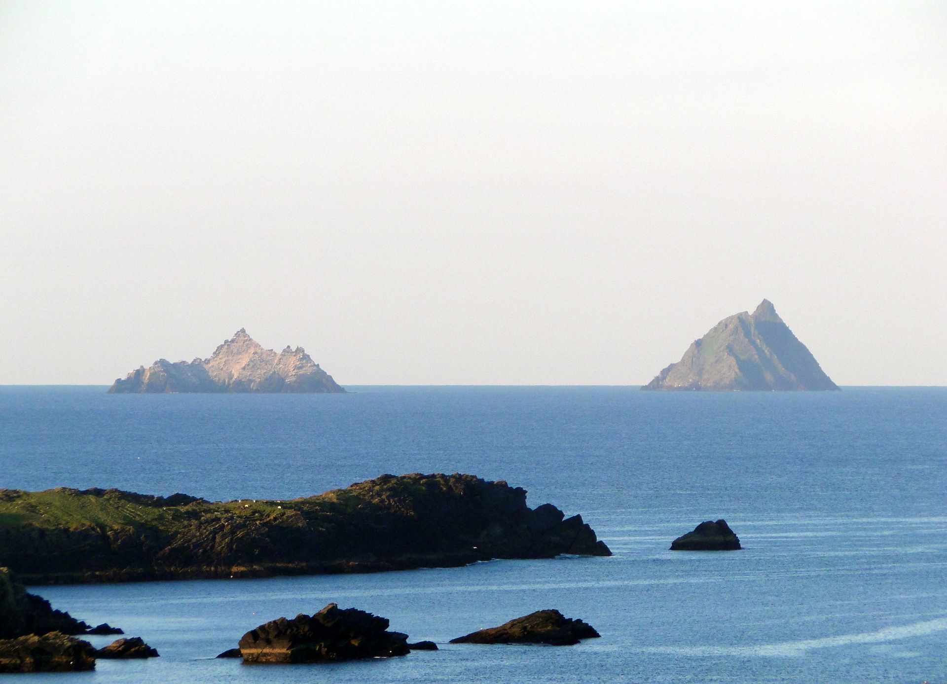 The Skellig Islands, off the coast of Co. Kerry, as seen from the mainland