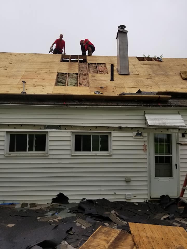Men Repairing Roof — Warren, OH — Brothers Roofing & Siding