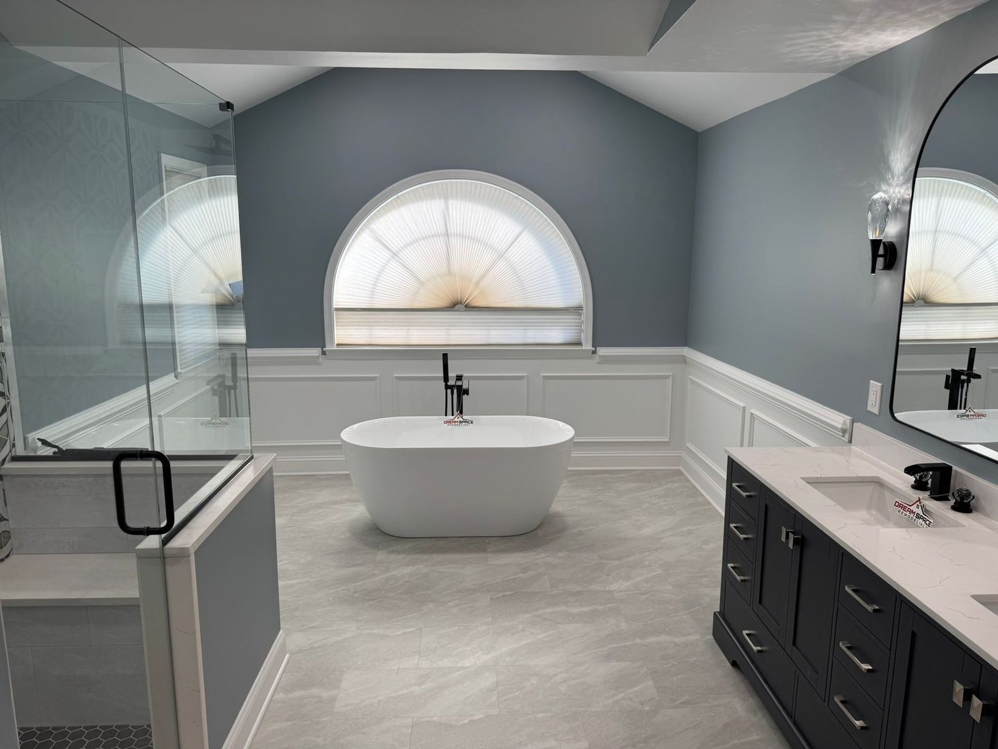 Luxury bathroom remodel with freestanding tub in Baltimore, MD