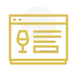 An icon of a computer screen with a glass of wine on it.