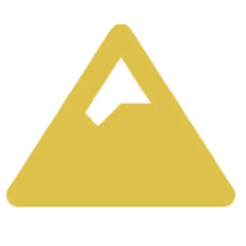 A yellow triangle with an arrow pointing up on a white background.
