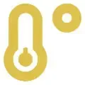 A yellow thermometer icon on a white background.