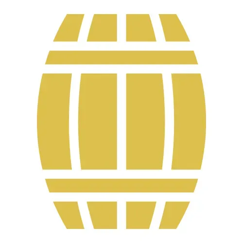 A yellow barrel icon on a white background.