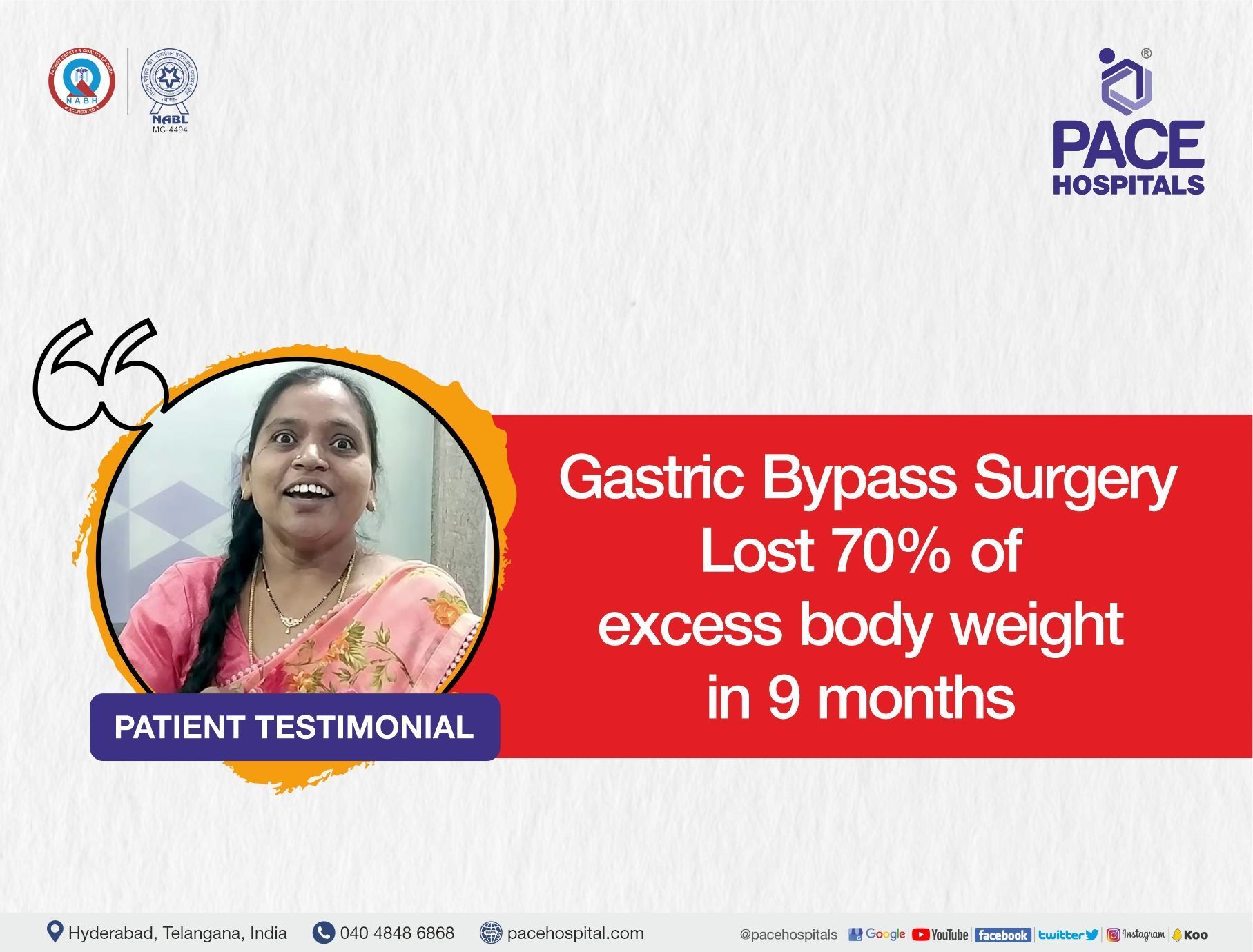 Gastric Bypass Surgery for weight-loss - Lost 70% of excess body weight in 9 months
