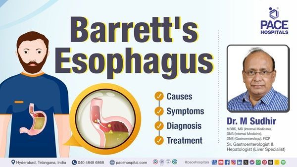 Dr. Sudhir from PACE Hospitals explains Barrett's Esophagus symptoms, causes, and treatment options.