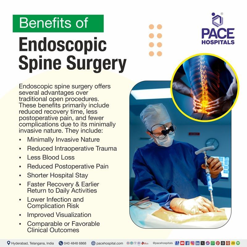 Benefits of endoscopic spine surgery with surgeon and spine highlight | 