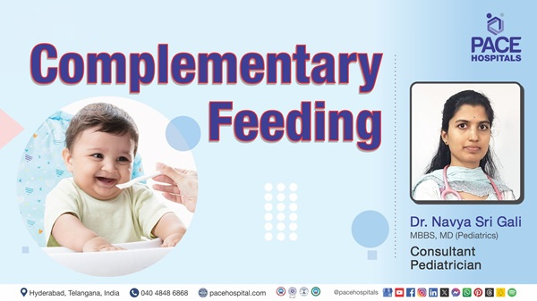 Dr. Navya Sri Gali from PACE Hospitals explaining complementary feeding for infants in a video