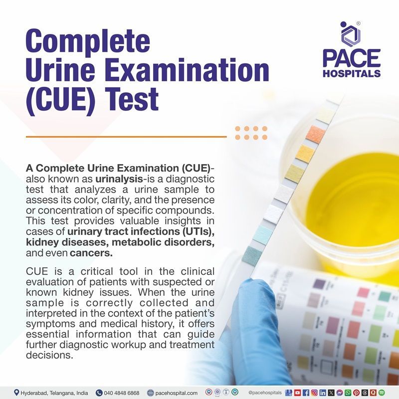Urine test near me in Hyderabad | Best hospital for complete urine examination in Telangana, India | complete urine test price | CUE test hospital