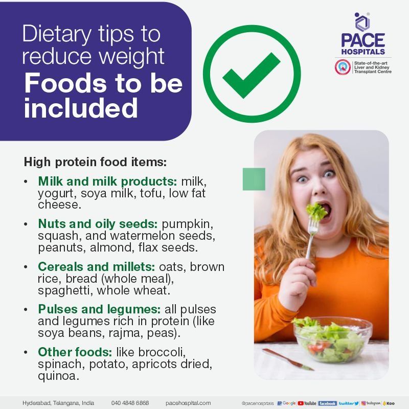 Dietry tips to reduce weight - foods to be included