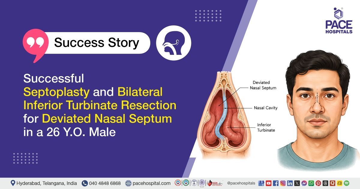 Successful Septoplasty and Turbinectomy for Deviated Nasal Septum treatment at PACE Hospitals
