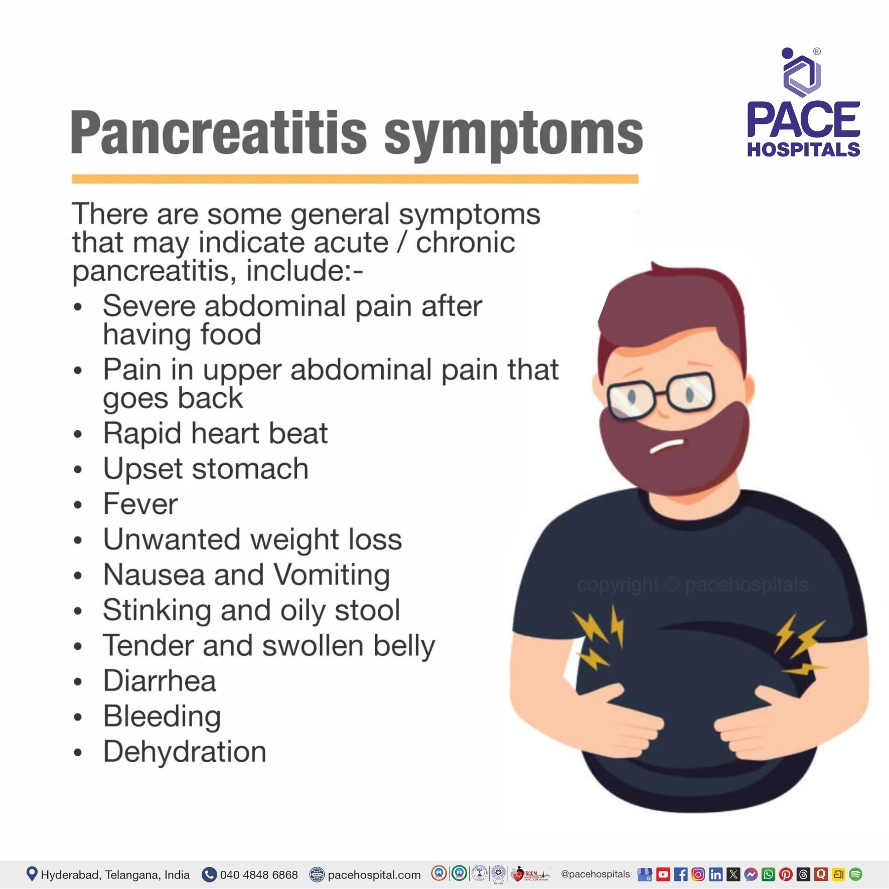 Early signs and symptoms of pancreatitis or pancreatic disease / disorder - Best hospital for pancreatitis treatment in Hyderabad Early signs and symptoms of pancreatitis or pancreatic disease / disorder - Best hospital for pancreatitis treatment in Hyderabad