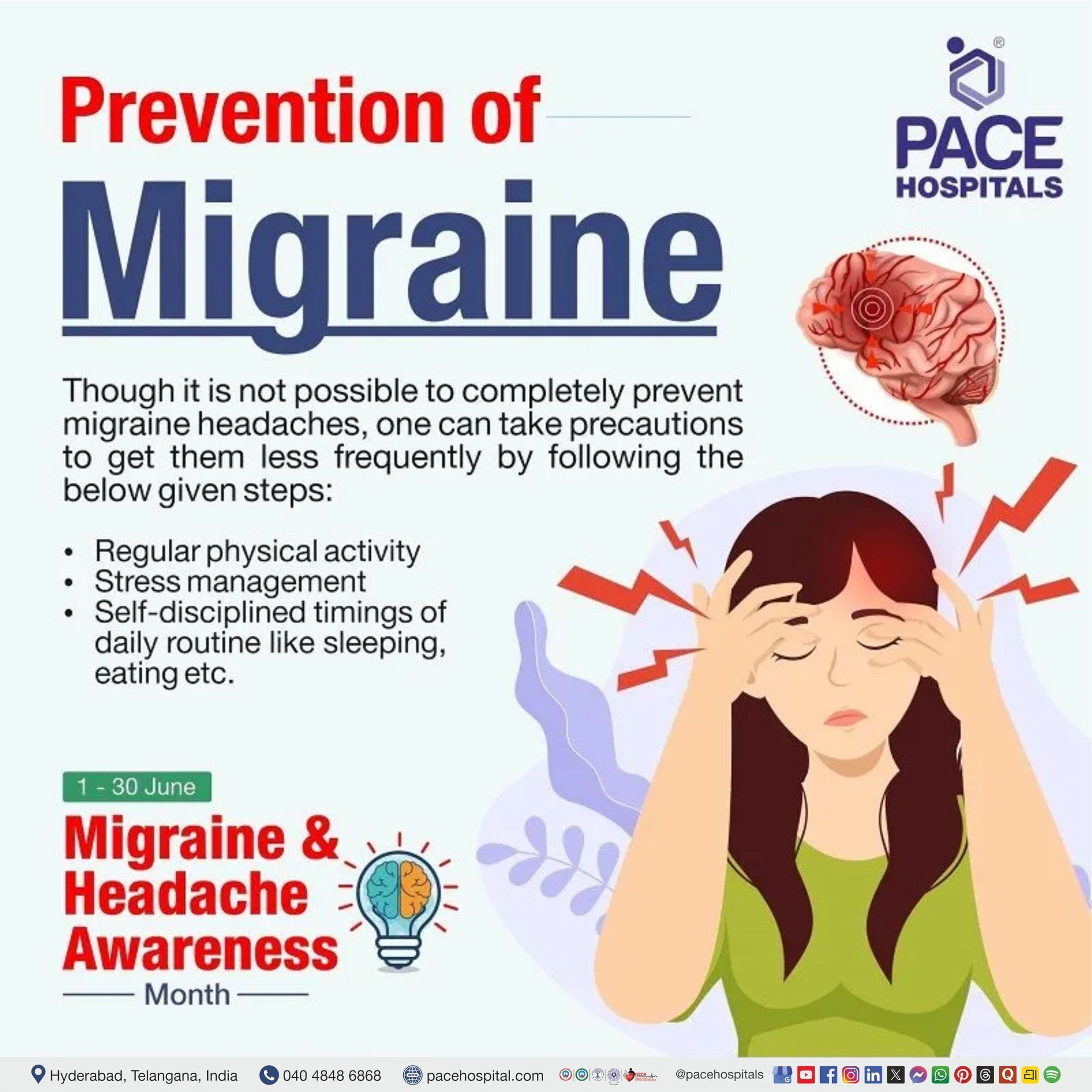 Migraine preventions | Migraine awareness month 2025 |  Migraine preventive measures | prevention of migraine | Visual outlining the preventive measures of Migraine