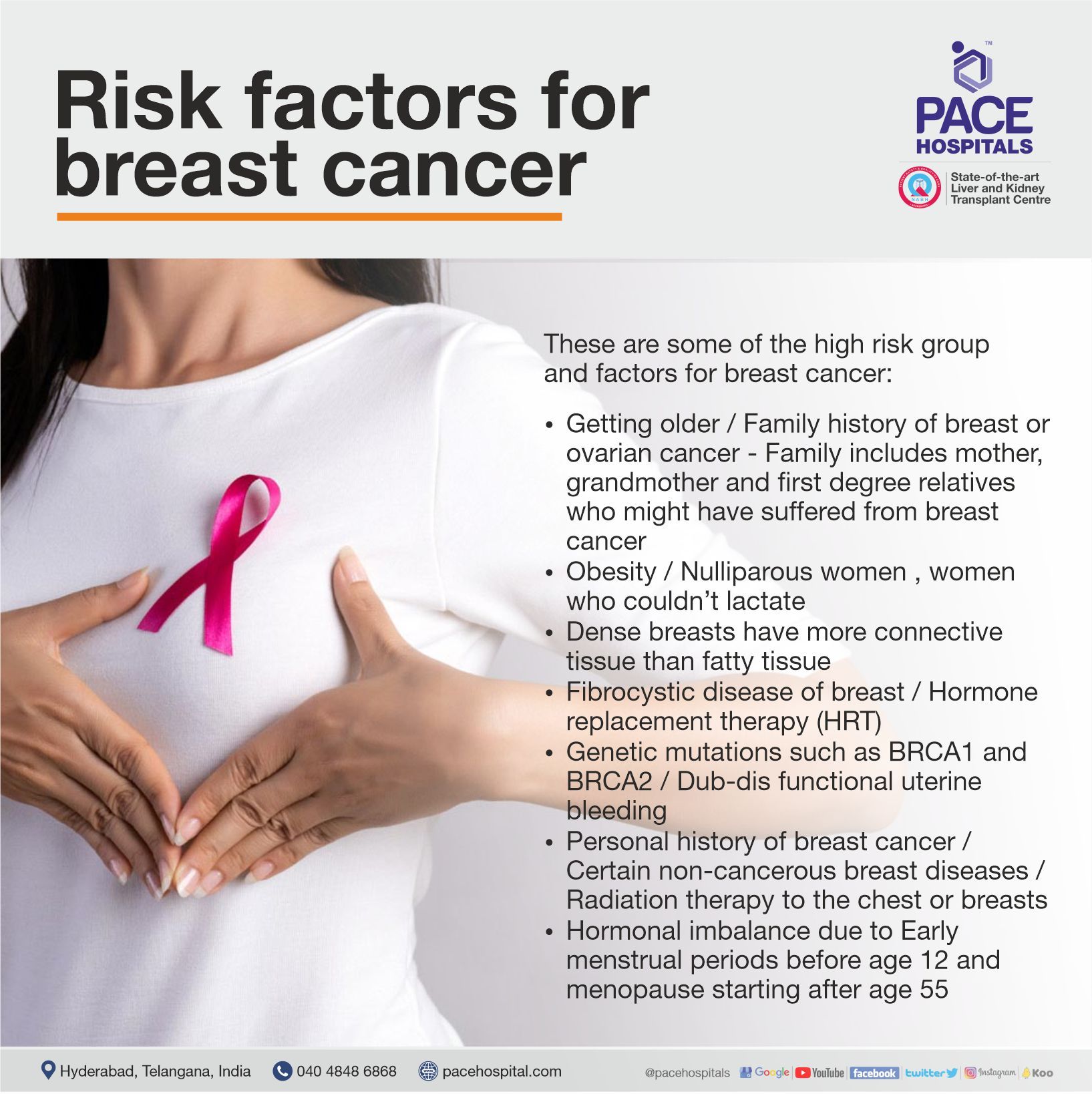 risk factors for breast cancer | causes and risk factors of breast cancer |Pace Hospitals