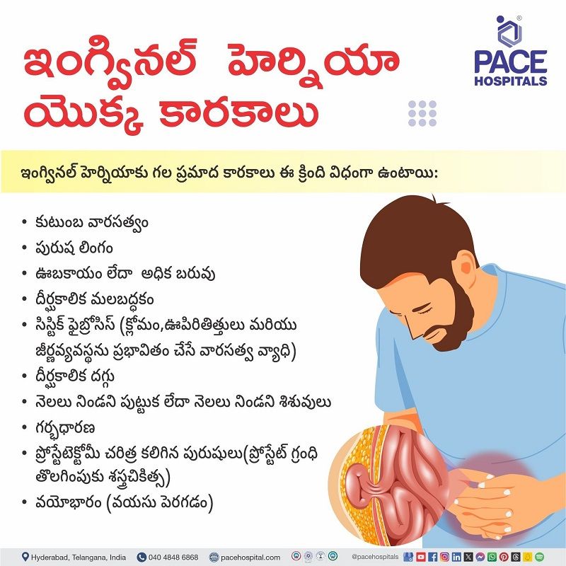 Risk factors of Inguinal hernia in Telugu | Inguinal Hernia Risk factors in Telugu | What are the Risk factors  of Inguinal hernia in Telugu