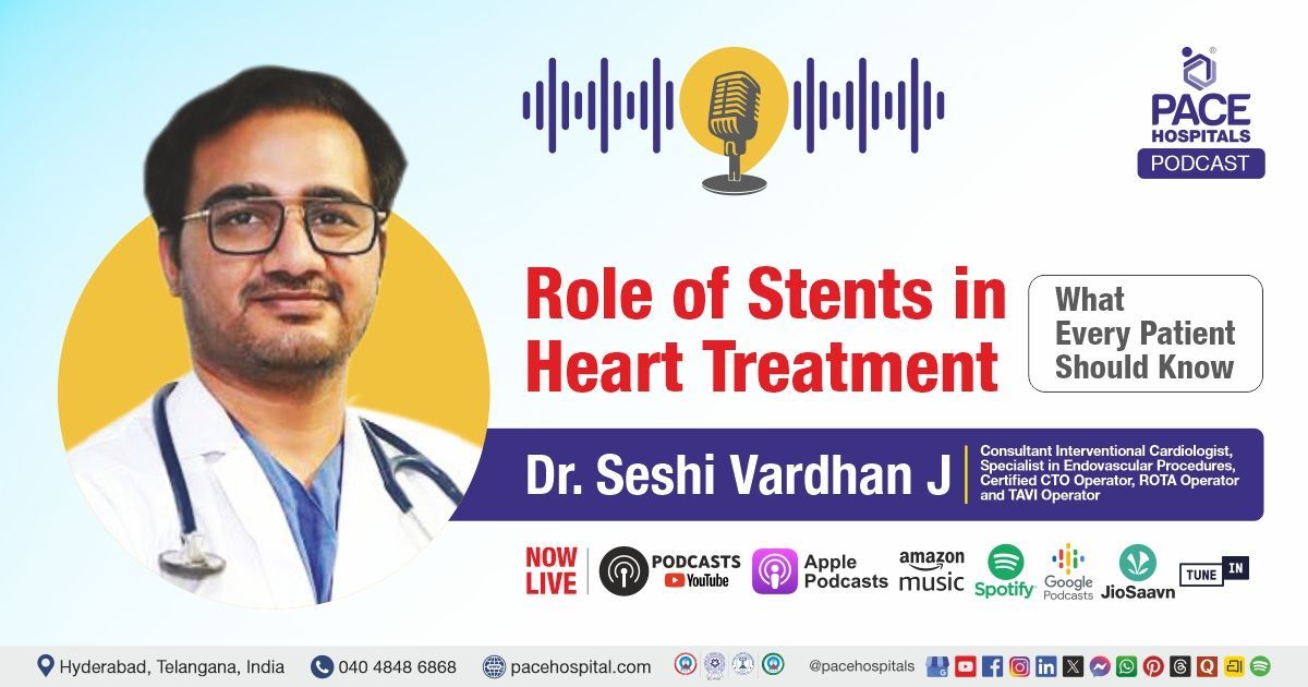 Podcast on cardiac stents, procedure and recovery care with cardiologist at PACE Hospitals