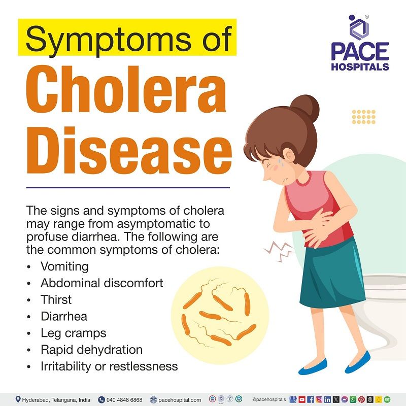 Cholera symptoms | signs and symptoms of cholera | symptoms of cholera disease | What are the symptoms of Cholera | Visual depicting the symptoms of Cholera and a woman experiencing them
