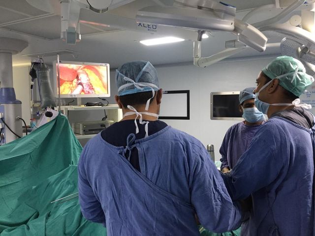Surgeons performing Bariatric surgery on a patient at PACE Hospitals