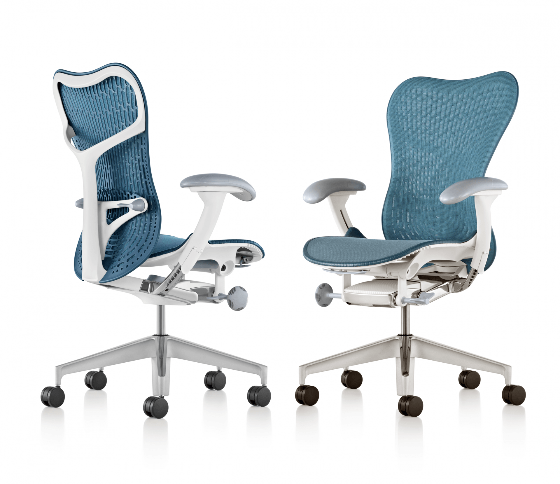 front and back views of the Mirra 2 chair by Herman Miller