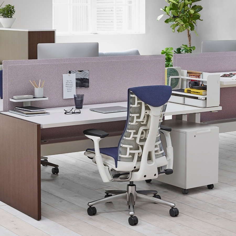 Herman Miller's Embody chair shown at an office desk