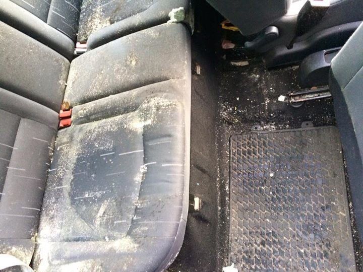 Dirty backseat of a car