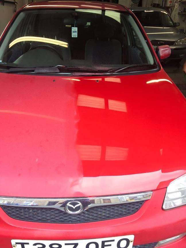 Front shot of a red car