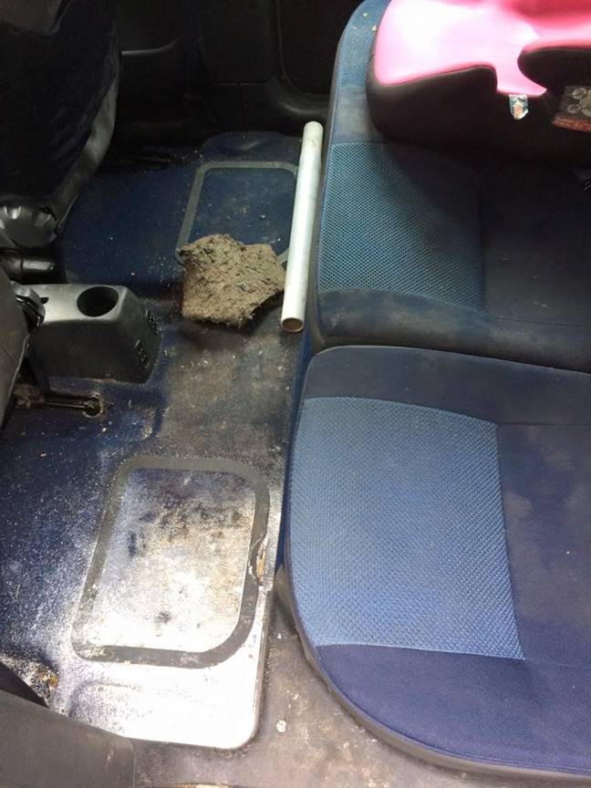 Dirty blue passenger seats