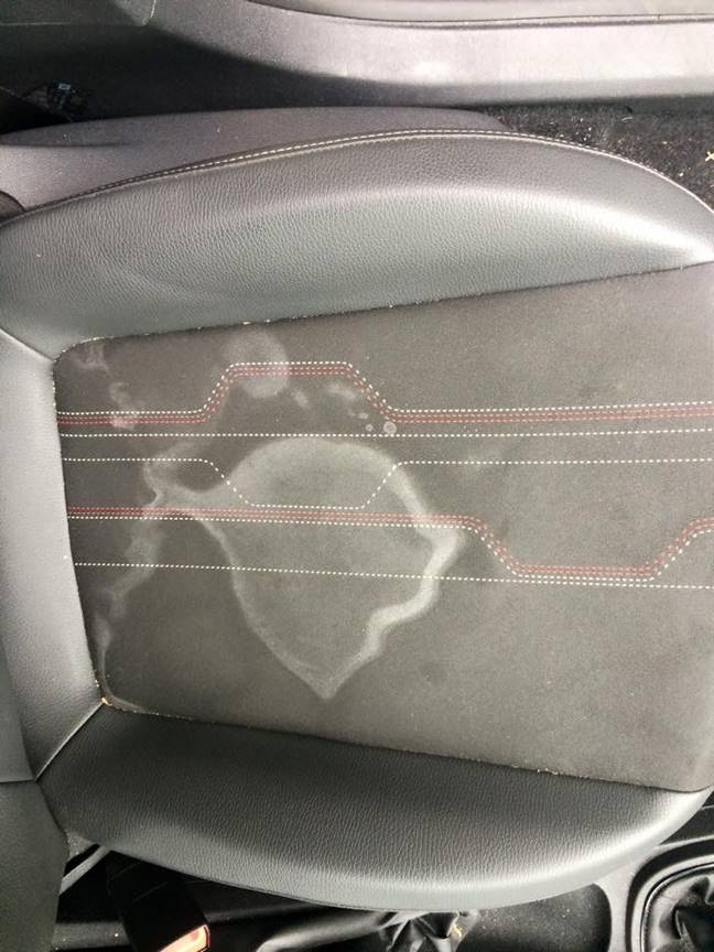 Stained driver's seat