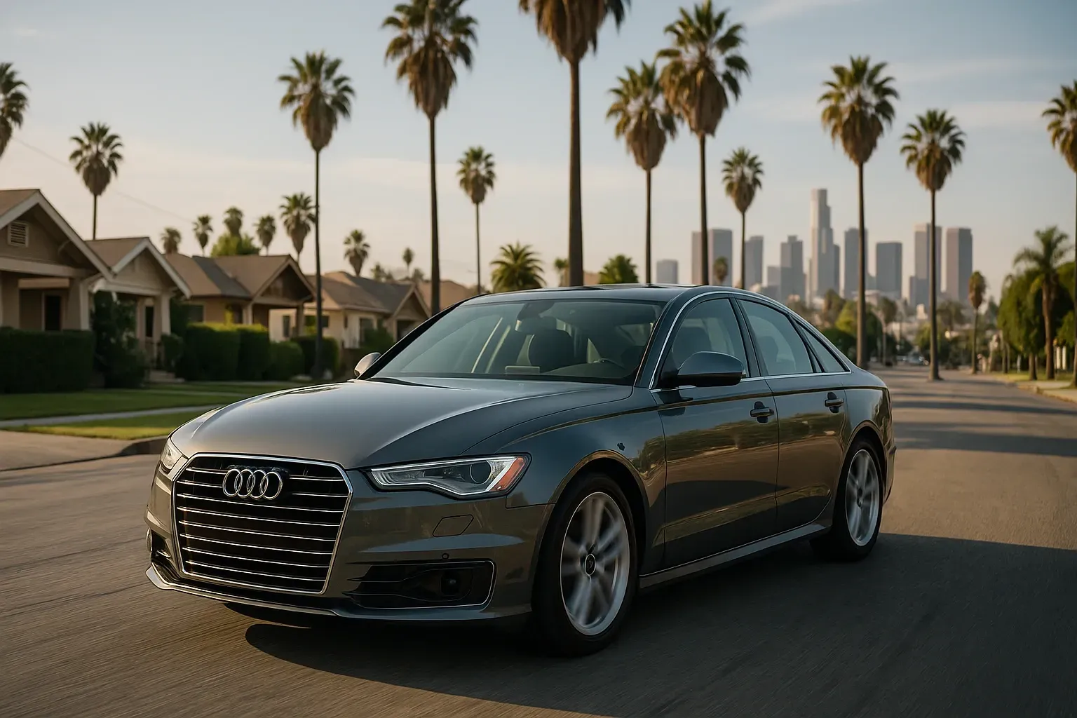2017 Audi A6 parked on street in Los Angeles after ignition system repair to fix EPC light and engin