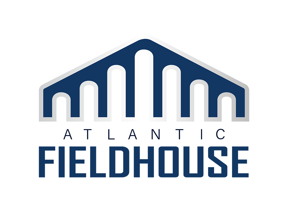 Atlanta Fieldhouse logo in navy and gray with stylized arches above the text.