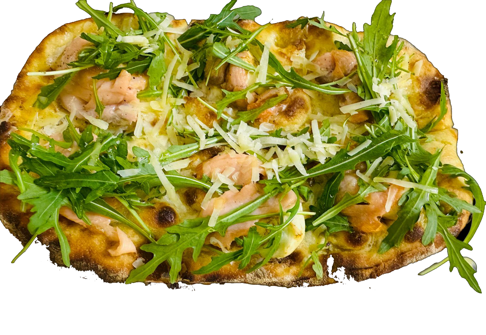 Una pizza con tante verdure sopra